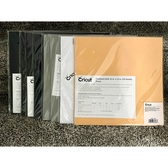 HUGE Lot - 180 Cricut Cardstock 12x12 Scrapbooking Sheets Black Gray White Peach - Picture 1 of 4